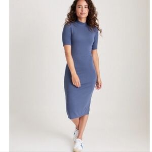 Marine Layer Blue Ribbed Midi Dress